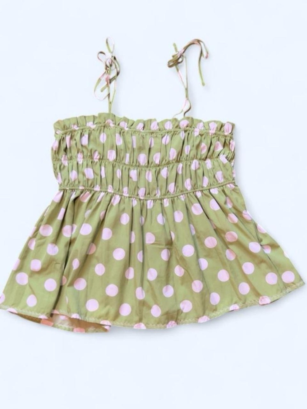 SHEIN Green Tank Top with White Polka Dots